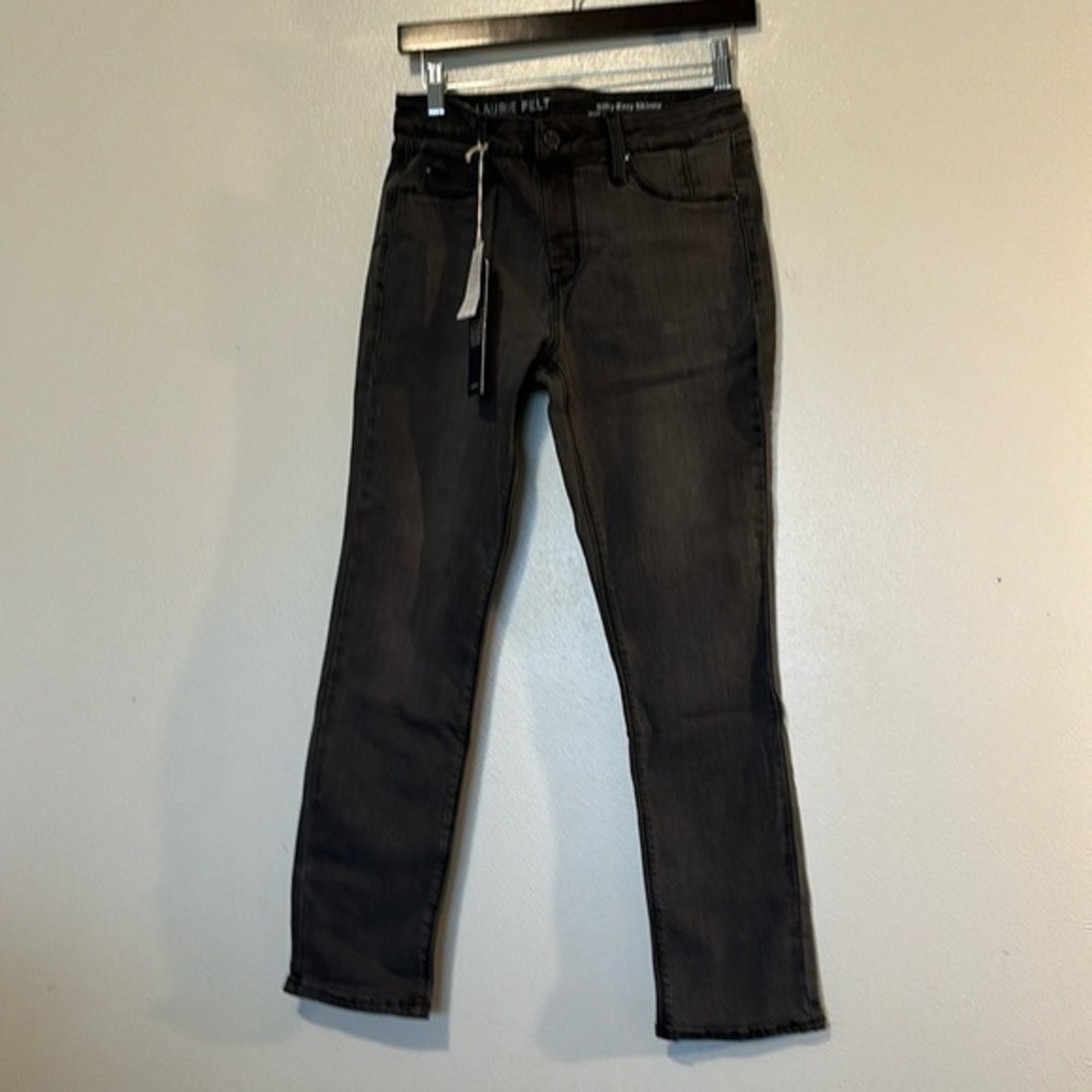 Laurie Felt silk easy skinny rayon cotton black and grey pull on jeans SP